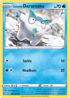 Galarian Darumaka, Darkness Ablaze #43, Pokémon TCG card