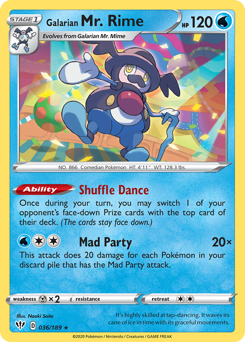 Galarian Mr. Rime, Darkness Ablaze #36, Pokémon TCG card