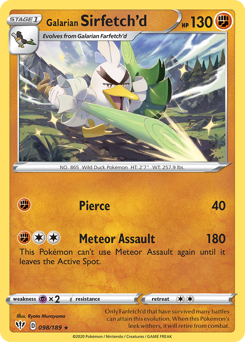 Galarian Sirfetch'd, Darkness Ablaze #98, Pokémon TCG card