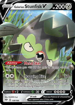 Galarian Stunfisk V, Darkness Ablaze #128, Pokémon TCG card