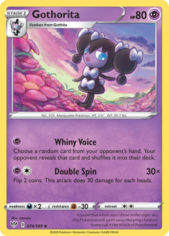 Gothorita, Darkness Ablaze #74, Pokémon TCG card