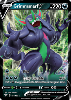 Grimmsnarl V, Darkness Ablaze #114, Pokémon TCG card