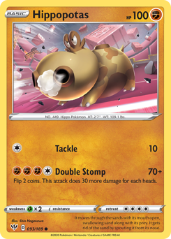 Hippopotas, Darkness Ablaze #93, Pokémon TCG card