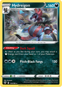 Hydreigon, Darkness Ablaze #110, Pokémon TCG card
