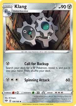 Klang, Darkness Ablaze #126, Pokémon TCG card