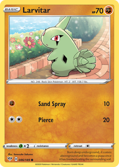 Larvitar, Darkness Ablaze #86, Pokémon TCG card