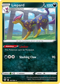 Liepard, Darkness Ablaze #107, Pokémon TCG card