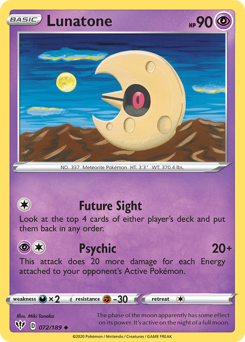 Lunatone, Darkness Ablaze #72, Pokémon TCG card
