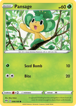 Pansage, Darkness Ablaze #6, Pokémon TCG card