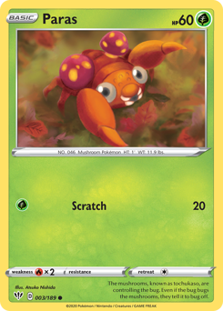 Paras, Darkness Ablaze #3, Pokémon TCG card