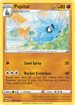 Pupitar, Darkness Ablaze #87, Pokémon TCG card