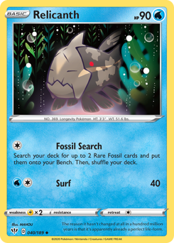 Relicanth, Darkness Ablaze #40, Pokémon TCG card