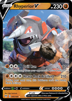 Rhyperior V, Darkness Ablaze #95, Pokémon TCG card