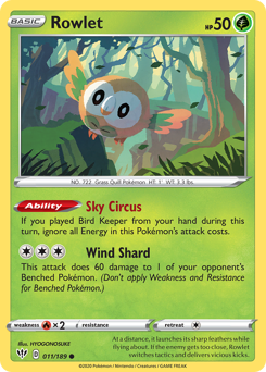 Rowlet, Darkness Ablaze #11, Pokémon TCG card
