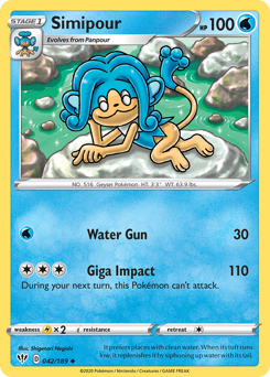 Simipour, Darkness Ablaze #42, Pokémon TCG card