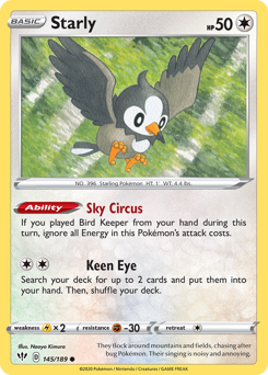 Starly, Darkness Ablaze #145, Pokémon TCG card