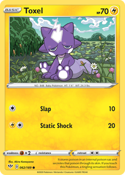 Toxel, Darkness Ablaze #62, Pokémon TCG card