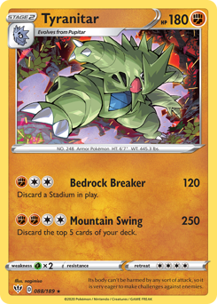 Tyranitar, Darkness Ablaze #88, Pokémon TCG card