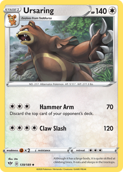 Ursaring, Darkness Ablaze #139, Pokémon TCG card