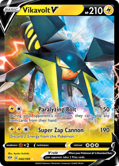 Vikavolt V, Darkness Ablaze #60, Pokémon TCG card