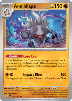 Annihilape, Destined Rivals #92, Pokémon TCG card