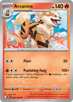 Arcanine, Destined Rivals #28, Pokémon TCG card