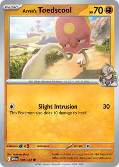 Arven's Toedscool, Destined Rivals #109, Pokémon TCG card