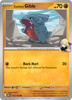 Cynthia's Gible, Destined Rivals #102, Pokémon TCG card