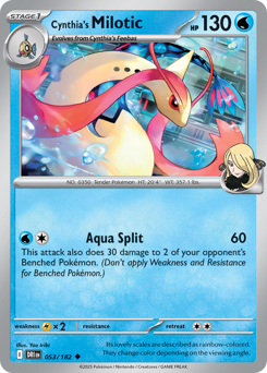 Cynthia's Milotic, Destined Rivals #53, Pokémon TCG card