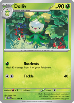 Dolliv, Destined Rivals #22, Pokémon TCG card
