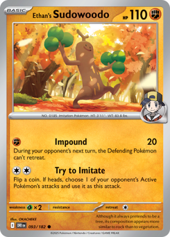 Ethan's Sudowoodo, Destined Rivals #93, Pokémon TCG card