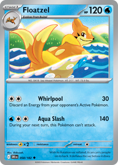 Floatzel, Destined Rivals #58, Pokémon TCG card