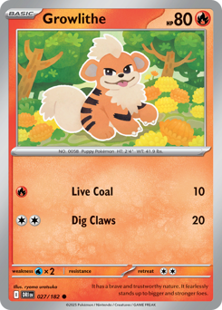 Growlithe, Destined Rivals #27, Pokémon TCG card