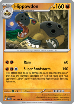 Hippowdon, Destined Rivals #106, Pokémon TCG card