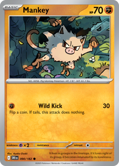Mankey, Destined Rivals #90, Pokémon TCG card