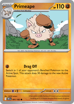 Primeape, Destined Rivals #91, Pokémon TCG card