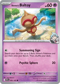 Steven's Baltoy, Destined Rivals #83, Pokémon TCG card