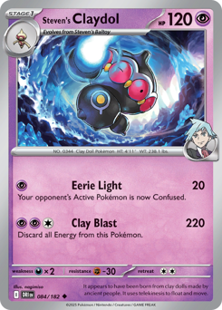 Steven's Claydol, Destined Rivals #84, Pokémon TCG card