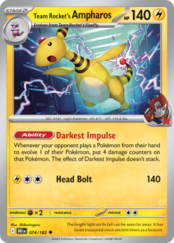 Team Rocket's Ampharos, Destined Rivals #74, Pokémon TCG card
