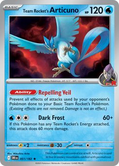 Team Rocket's Articuno, Destined Rivals #51, Pokémon TCG card