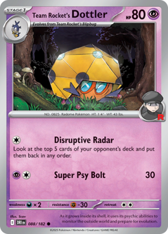 Team Rocket's Dottler, Destined Rivals #88, Pokémon TCG card