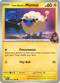 Team Rocket's Mareep, Destined Rivals #72, Pokémon TCG card