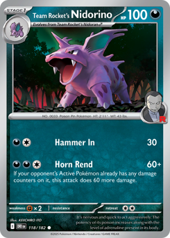 Team Rocket's Nidorino, Destined Rivals #118, Pokémon TCG card