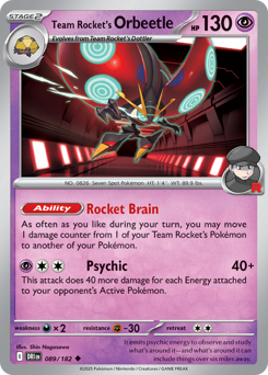 Team Rocket's Orbeetle, Destined Rivals #89, Pokémon TCG card