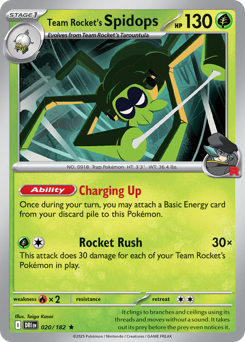 Team Rocket's Spidops, Destined Rivals #20, Pokémon TCG card