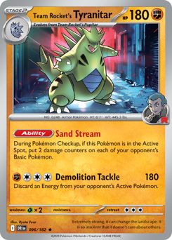 Team Rocket's Tyranitar, Destined Rivals #96, Pokémon TCG card