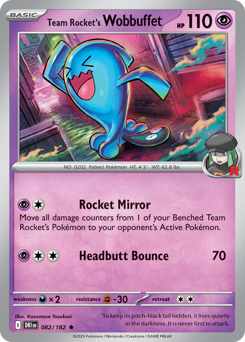 Team Rocket's Wobbuffet, Destined Rivals #82, Pokémon TCG card