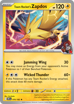 Team Rocket's Zapdos, Destined Rivals #70, Pokémon TCG card