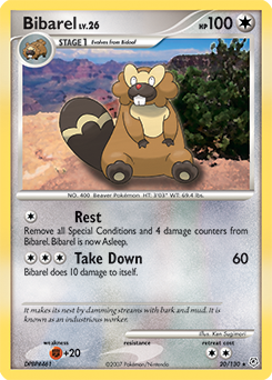Bibarel, Diamond & Pearl #20, Pokémon TCG card