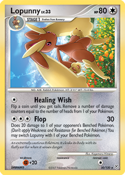 Lopunny, Diamond & Pearl #30, Pokémon TCG card